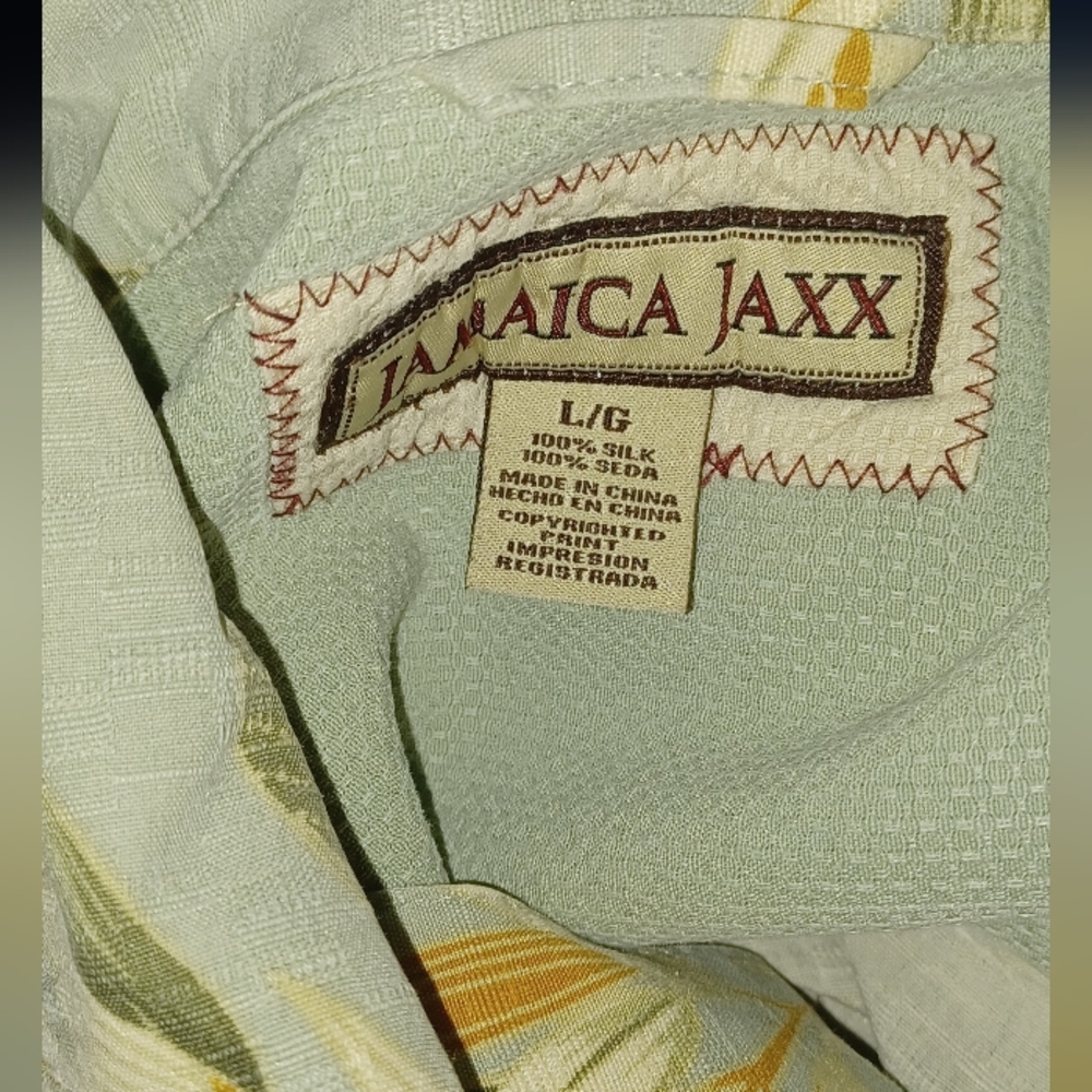 Jamaica Jaxx Mens 100% Silk Hawaiian Shirt Classic Button Up Large - Picture 5 of 5